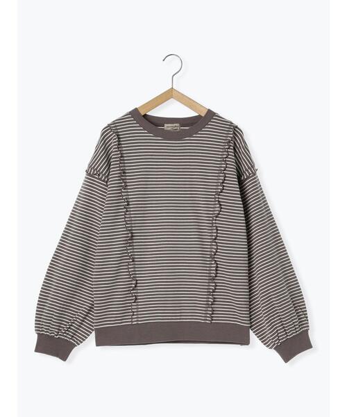 Samansa Mos2（サマンサ モスモス）の「【リサイクルコットン】メロー切替柄アソートトップス（Tシャツ/カットソー・レディース・ブルー/ブラック/グリーン/モカ・F）」の18枚目の写真