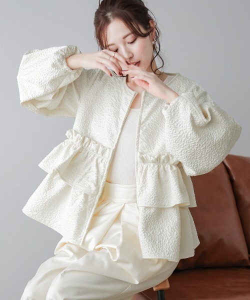 AMELY(エミリー)の「ジャガードフリルブルゾン(ブルゾン・レディース・オフホワイト/グレー/ブラック・フリー)」の15枚目の写真