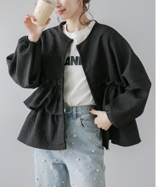 AMELY(エミリー)の「ジャガードフリルブルゾン(ブルゾン・レディース・オフホワイト/グレー/ブラック・フリー)」の16枚目の写真