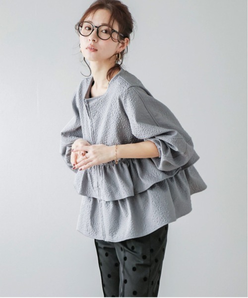 AMELY(エミリー)の「ジャガードフリルブルゾン(ブルゾン・レディース・オフホワイト/グレー/ブラック・フリー)」の14枚目の写真