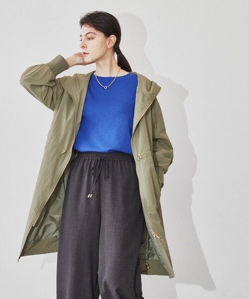 cloenc（クロエンス）の「◆グログランフーディロングブルゾン（その他アウター・レディース・イエロー系その他/ネイビー/ベージュ/オリーブ・03/02/01）」の3枚目の写真