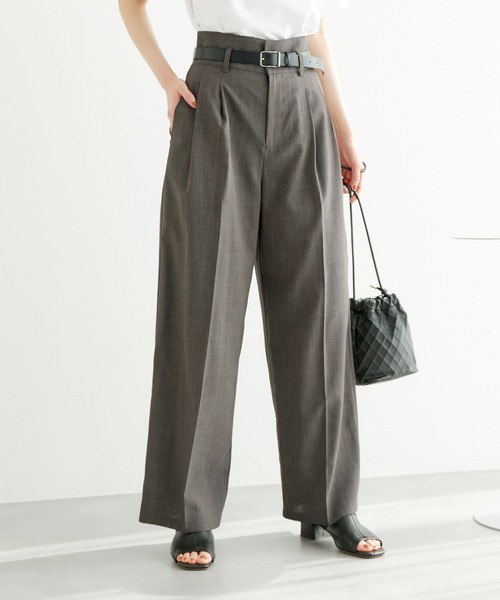 ROPE' PICNIC（ロペピクニック）の「【ご好評につき追加生産】麻調シアーハイウエストワイドパンツ/セットアップ対応・UVカット（その他パンツ・レディース・チャコールグレー/ダークブラウン/ベージュ/ブルー系その他4・36/38/40）」の2枚目の写真