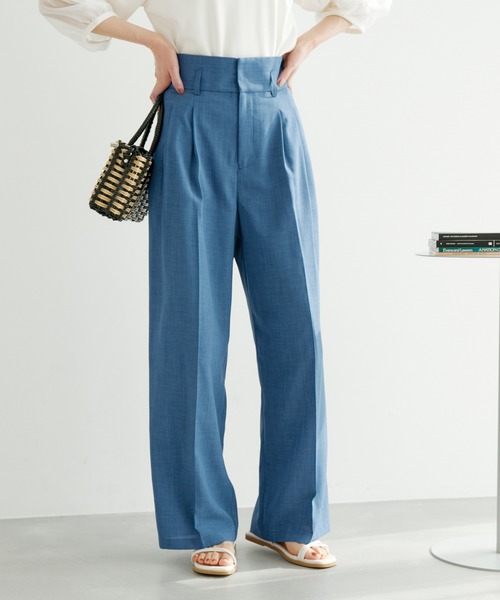 ROPE' PICNIC（ロペピクニック）の「【ご好評につき追加生産】麻調シアーハイウエストワイドパンツ/セットアップ対応・UVカット（その他パンツ・レディース・チャコールグレー/ダークブラウン/ベージュ/ブルー系その他4・36/38/40）」の4枚目の写真