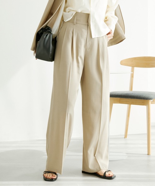 ROPE' PICNIC（ロペピクニック）の「【ご好評につき追加生産】麻調シアーハイウエストワイドパンツ/セットアップ対応・UVカット（その他パンツ・レディース・チャコールグレー/ダークブラウン/ベージュ/ブルー系その他4・36/38/40）」の21枚目の写真