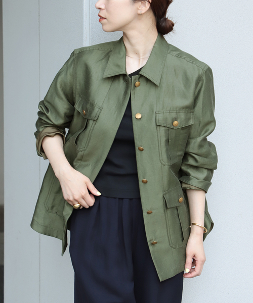 VERMEIL par iena（ヴェルメイユパーイエナ）の「Vis/Liミリタリージャケット（ミリタリージャケット・レディース・カーキ/アイボリー・38/36）」の2枚目の写真