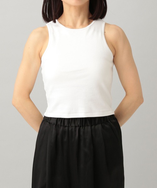 Healthknit（ヘルスニット）の「【e/rm・セレクト】Healthknit(ヘルスニット)クロップドタンクトップ（タンクトップ・レディース・ブラック/オフホワイト・FREE）」の4枚目の写真