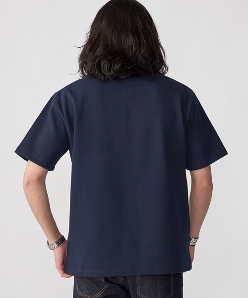 WEB限定】SHIPS: ワンポイント ロゴ バーズアイ ヘンリーネック T