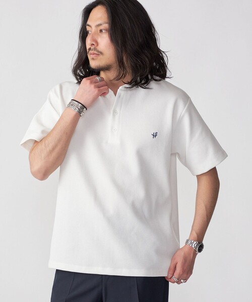 SHIPS（シップス）の「【WEB限定】SHIPS:〈手洗い可能/抗菌/防臭〉ワンポイント ロゴ バーズアイ ヘンリーネック Tシャツ（Tシャツ/カットソー・メンズ・オフホワイト/ホワイト/ネイビー/ダークブルー/ライトグレー/ロイヤルブルー・SMALL/MEDIUM/LARGE/X-LARGE）」の17枚目の写真