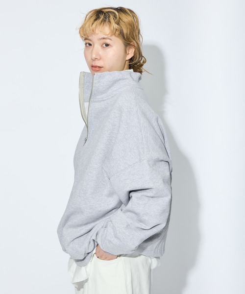 meltum（メルタム）の「【販売終了】HALF ZIP SWEAT / ハーフジップスウェット（スウェット・メンズ・ブラック/オートミール/ブラウン/クリーム/グレー・FREE）」の15枚目の写真