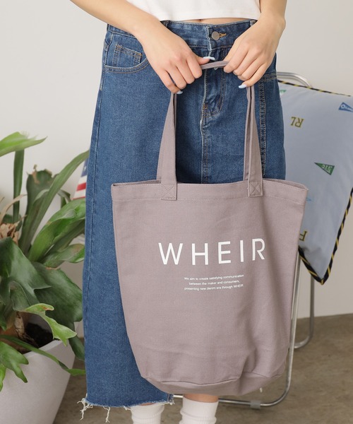 WHEIR（ウェア）の「WHEIR/ウェア キャンバストートバッグ（トートバッグ・レディース・グレー/ブラック/ライトベージュ/ベージュ/ホワイト・FREE）」の4枚目の写真