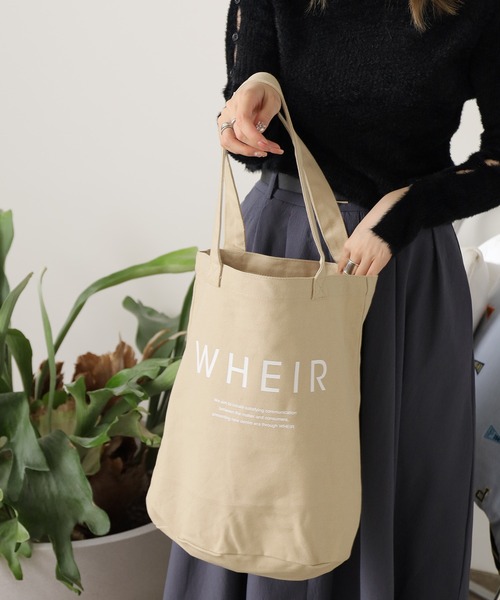 WHEIR（ウェア）の「WHEIR/ウェア キャンバストートバッグ（トートバッグ・レディース・グレー/ブラック/ライトベージュ/ベージュ/ホワイト・FREE）」の5枚目の写真