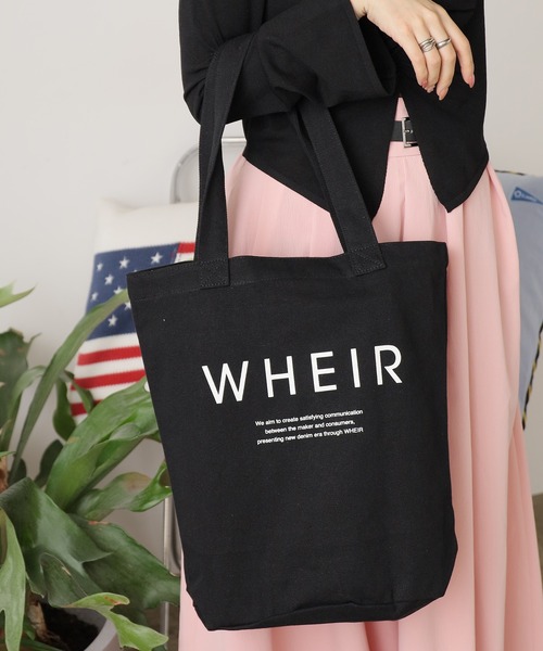 WHEIR（ウェア）の「WHEIR/ウェア キャンバストートバッグ（トートバッグ・レディース・グレー/ブラック/ライトベージュ/ベージュ/ホワイト・FREE）」の3枚目の写真