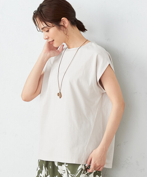 COMME CA ISM(コムサイズム)の「綿100% フレンチスリーブ カットソー(Tシャツ/カットソー・レディース・チャコール/ベージュ/ライラック/ホワイト・FREE)」の3枚目の写真