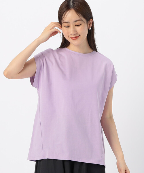 COMME CA ISM(コムサイズム)の「綿100% フレンチスリーブ カットソー(Tシャツ/カットソー・レディース・チャコール/ベージュ/ライラック/ホワイト・FREE)」の4枚目の写真