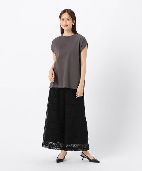 COMME CA ISM(コムサイズム)の「綿100% フレンチスリーブ カットソー(Tシャツ/カットソー・レディース・チャコール/ベージュ/ライラック/ホワイト・FREE)」の7枚目の写真