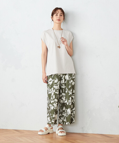 COMME CA ISM(コムサイズム)の「綿100% フレンチスリーブ カットソー(Tシャツ/カットソー・レディース・チャコール/ベージュ/ライラック/ホワイト・FREE)」の9枚目の写真