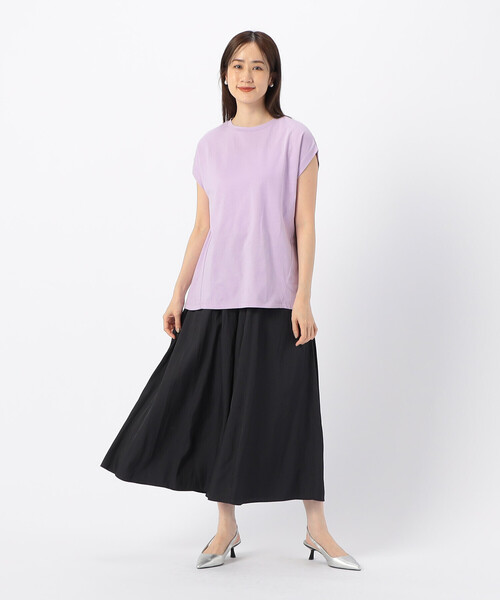 COMME CA ISM(コムサイズム)の「綿100% フレンチスリーブ カットソー(Tシャツ/カットソー・レディース・チャコール/ベージュ/ライラック/ホワイト・FREE)」の10枚目の写真