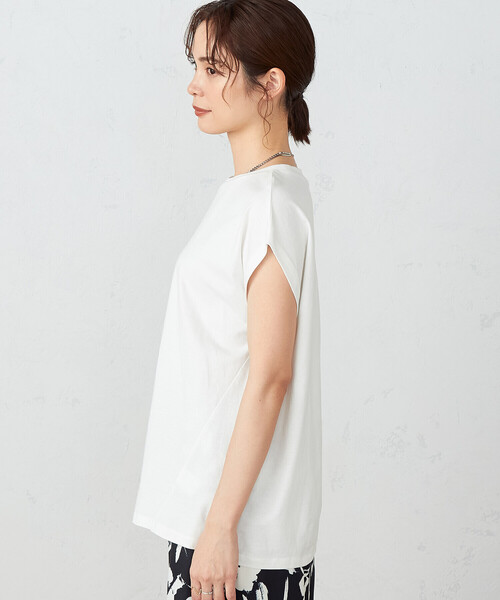 COMME CA ISM(コムサイズム)の「綿100% フレンチスリーブ カットソー(Tシャツ/カットソー・レディース・チャコール/ベージュ/ライラック/ホワイト・FREE)」の13枚目の写真