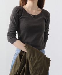 atONE Uネック8分袖コットンフライスTシャツ