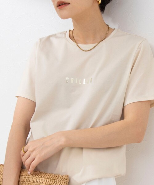 NOLLEY’S（ノーリーズ）の「プリントTシャツ（Tシャツ/カットソー・レディース・アイボリー/オフホワイト/ネイビー/サーモンピンク/カーキ・38）」の2枚目の写真