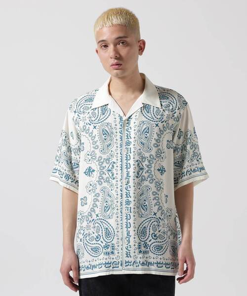 SUPPLIER(サプライヤー)の「Supplier/サプライヤー/Bandana open Collar Shirts(シャツ/ブラウス・メンズ・ブラック/ブルー・XL/L/M)」の1枚目の写真