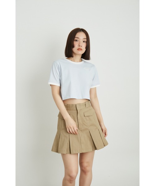 LILY BROWN（リリーブラウン）の「【LILYBROWN Dickies】クロップドロゴTシャツ（Tシャツ/カットソー・レディース・オフホワイト/ブラック/アイボリー/オレンジ/サックスブルー・FREE）」の17枚目の写真