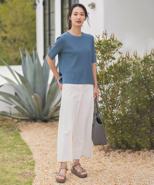 J.PRESS Ladies(J.プレス レディス)の「【洗える・抗菌防臭】VISCOSE STRETCH サマー ニット(ニット/セーター・レディース・アイボリー系/ネイビー系/イエロー系/ターコイズブルー系・SMALL)」の7枚目の写真