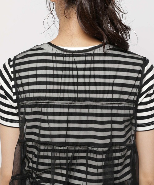 niko and...（ニコアンド）の「チュールリボンベスト（ベスト・レディース・オフホワイト/ブラック・FREE）」の9枚目の写真