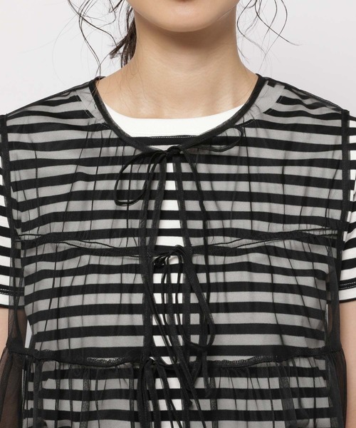 niko and...（ニコアンド）の「チュールリボンベスト（ベスト・レディース・オフホワイト/ブラック・FREE）」の10枚目の写真