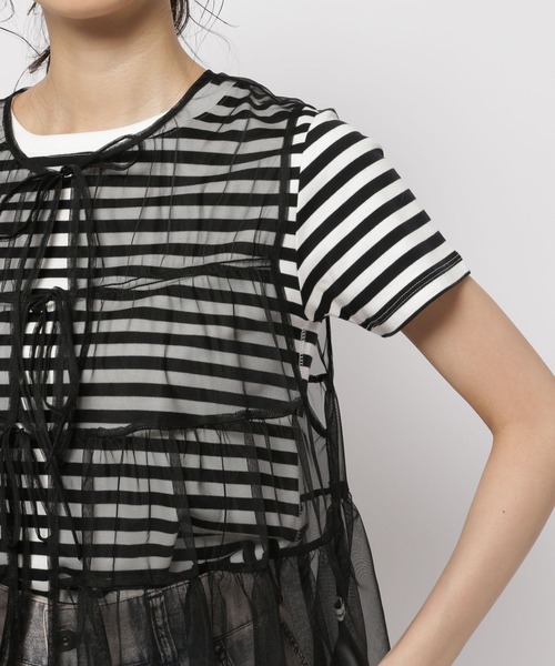 niko and...（ニコアンド）の「チュールリボンベスト（ベスト・レディース・オフホワイト/ブラック・FREE）」の11枚目の写真