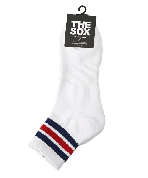 THE SOX（ザ ソックス）の「THESOX(ザソックス)配色3本ラインショートソックス（ソックス/靴下・メンズ・ブルー/ネイビー/グリーン・FREE）」の2枚目の写真
