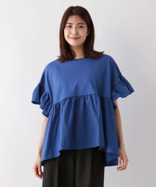 FOUND GOOD（ファウンドグッド）の「布帛切替プルオーバー（Tシャツ/カットソー・レディース・ブラック/ホワイト系5/グリーン系5/ブラウン系8/イエロー系5/グレー系8/ブルー系5/ベージュ/レッド系5・L/M/S）」の7枚目の写真