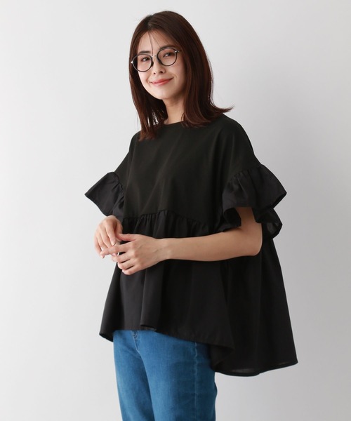 FOUND GOOD（ファウンドグッド）の「布帛切替プルオーバー（Tシャツ/カットソー・レディース・ブラック/ホワイト系5/グリーン系5/ブラウン系8/イエロー系5/グレー系8/ブルー系5/ベージュ/レッド系5・L/M/S）」の20枚目の写真