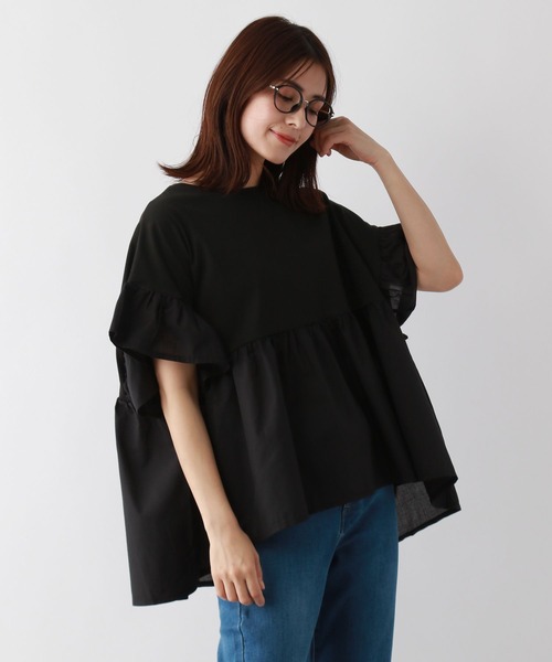 FOUND GOOD（ファウンドグッド）の「布帛切替プルオーバー（Tシャツ/カットソー・レディース・ブラック/ホワイト系5/グリーン系5/ブラウン系8/イエロー系5/グレー系8/ブルー系5/ベージュ/レッド系5・L/M/S）」の21枚目の写真