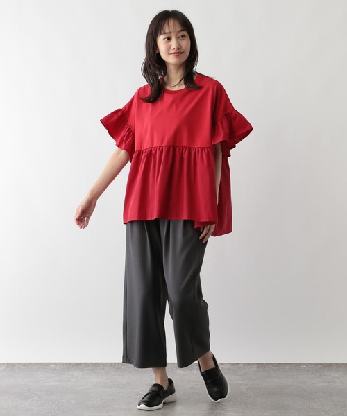 tシャツ FONTLAB シャーリング切替プルオーバー レディース セール】FONTLAB シャーリング切替プルオーバー（Tシャツ
