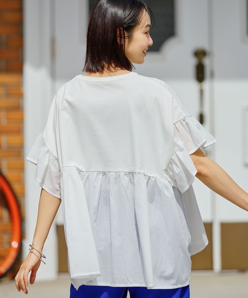 FOUND GOOD（ファウンドグッド）の「布帛切替プルオーバー（Tシャツ/カットソー・レディース・ブラック/ホワイト系5/グリーン系5/ブラウン系8/イエロー系5/グレー系8/ブルー系5/ベージュ/レッド系5・L/M/S）」の14枚目の写真