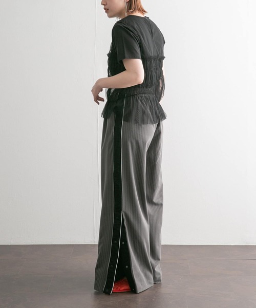 KBF（ケイビーエフ）の「ストライプWIDEトラックパンツ（その他パンツ・レディース・ブルー系その他/グレー系その他・ONE）」の8枚目の写真