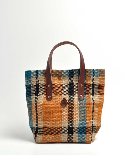 CLEDRAN(クレドラン)の「CL3666 CHECK PATTERN TOTE ジュートバッグ(トートバッグ・レディース・オレンジ/ブラック・FREE)」の2枚目の写真