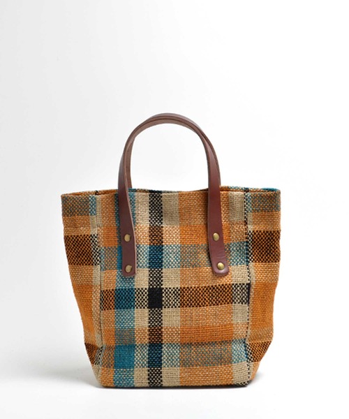 CLEDRAN(クレドラン)の「CL3666 CHECK PATTERN TOTE ジュートバッグ(トートバッグ・レディース・オレンジ/ブラック・FREE)」の8枚目の写真