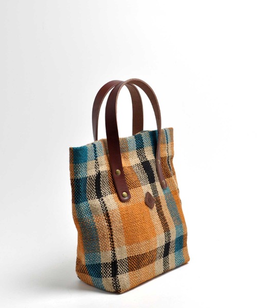 CLEDRAN(クレドラン)の「CL3666 CHECK PATTERN TOTE ジュートバッグ(トートバッグ・レディース・オレンジ/ブラック・FREE)」の10枚目の写真