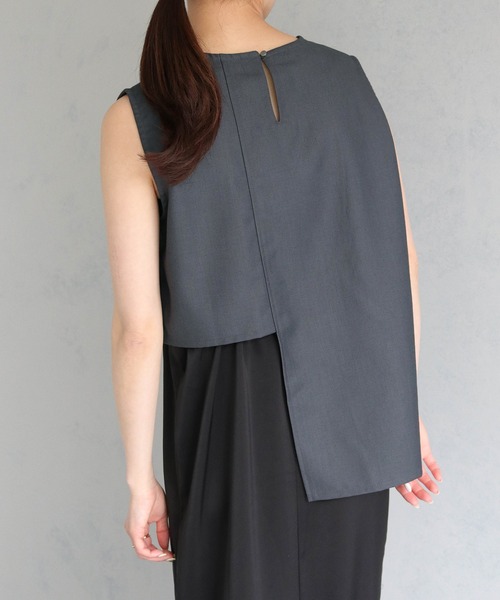 &g'aime（アンジェム）の「【&g'aime】アシメデザインノースリトップス（シャツ/ブラウス・レディース・ブラック/チャコールグレー・FREE）」の15枚目の写真