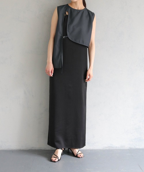 &g'aime（アンジェム）の「【&g'aime】アシメデザインノースリトップス（シャツ/ブラウス・レディース・ブラック/チャコールグレー・FREE）」の16枚目の写真