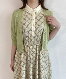 an another angelus | SAVONパッケージ釦透かし編み5分袖ニットカーディガン/ananotherangelus(カーディガン/ボレロ)