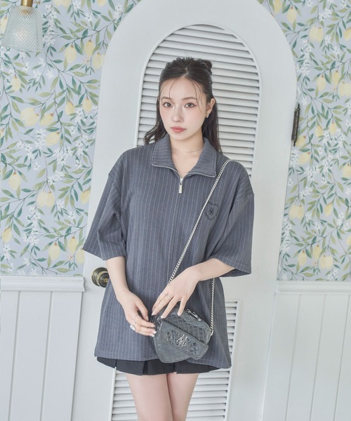 ANDGEEBEE（アンジービー）の「UNISEX フルジップケーブルトップス（その他トップス・レディース・ネイビー/チャコールグレー・FREE）」の7枚目の写真