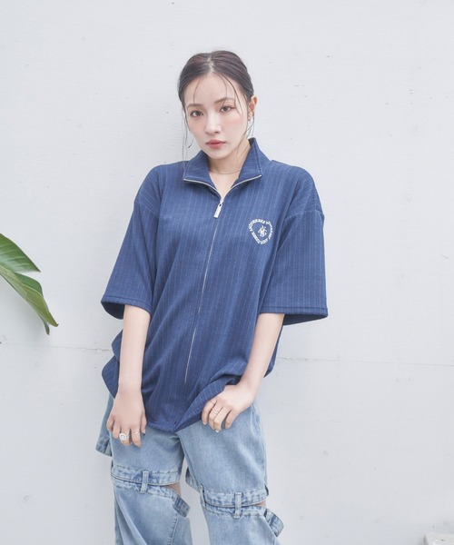 ANDGEEBEE（アンジービー）の「UNISEX フルジップケーブルトップス（その他トップス・レディース・ネイビー/チャコールグレー・FREE）」の11枚目の写真