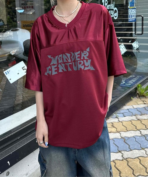 sedacle（セダクル）の「グロッシーユニフォームTEE（Tシャツ/カットソー・メンズ・ピンク/ボルドー/ブラック/シルバー・SMALL/MEDIUM/LARGE）」の4枚目の写真