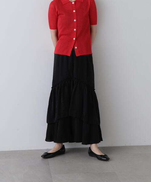 N.（N. Natural Beauty Basic）（エヌエヌナチュラルビューティーベーシック）の「◆ラウンドティアードボリュームスカート（スカート・レディース・ブラック/ホワイト・MEDIUM）」の7枚目の写真