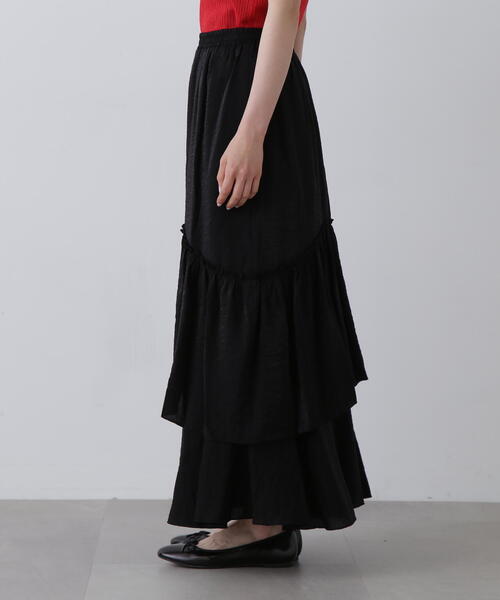 N.（N. Natural Beauty Basic）（エヌエヌナチュラルビューティーベーシック）の「◆ラウンドティアードボリュームスカート（スカート・レディース・ブラック/ホワイト・MEDIUM）」の9枚目の写真