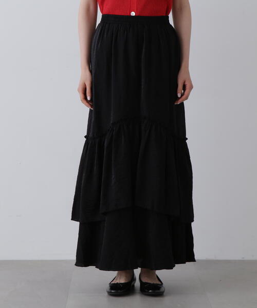 N.（N. Natural Beauty Basic）（エヌエヌナチュラルビューティーベーシック）の「◆ラウンドティアードボリュームスカート（スカート・レディース・ブラック/ホワイト・MEDIUM）」の10枚目の写真