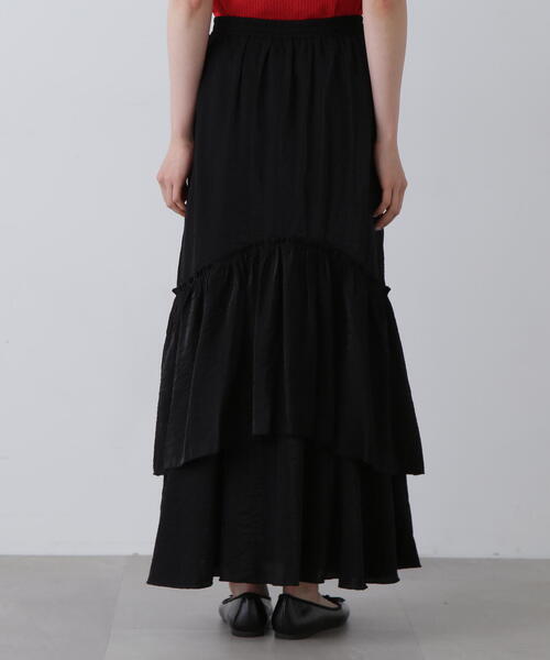 N.（N. Natural Beauty Basic）（エヌエヌナチュラルビューティーベーシック）の「◆ラウンドティアードボリュームスカート（スカート・レディース・ブラック/ホワイト・MEDIUM）」の11枚目の写真